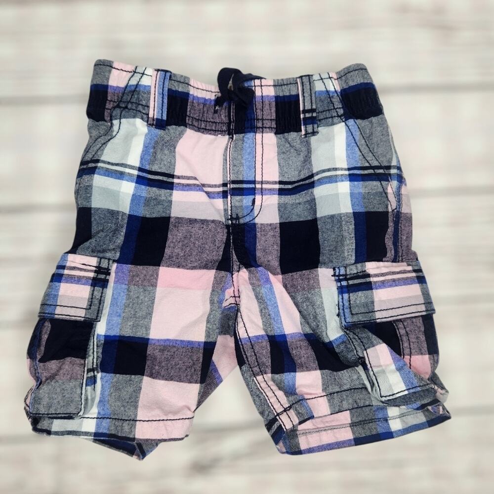 Gymboree Baby Boy Plaid Cargo Pull On Shorts Size 18-24m Summer Beach Spring